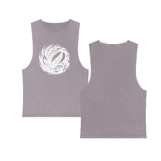 Spiritual Bird Feather Ball Meditation Symbol Double Sided Mineral Wash Tank Tops