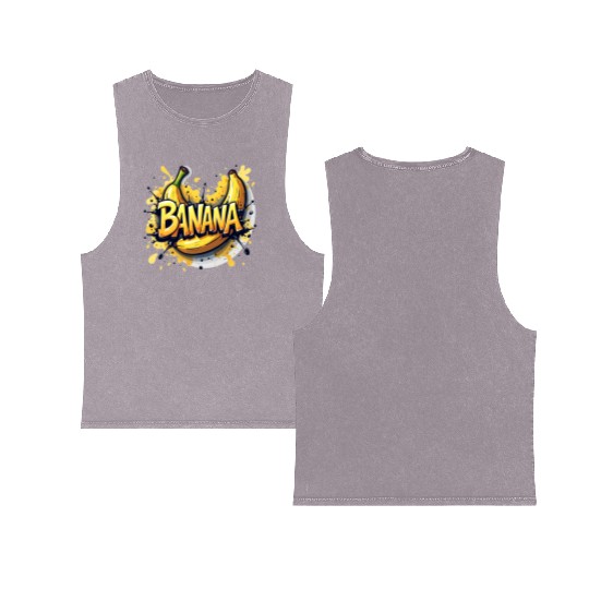 Banana Graffiti - Bold & Energetic Urban Design Double Sided Mineral Wash Tank Tops