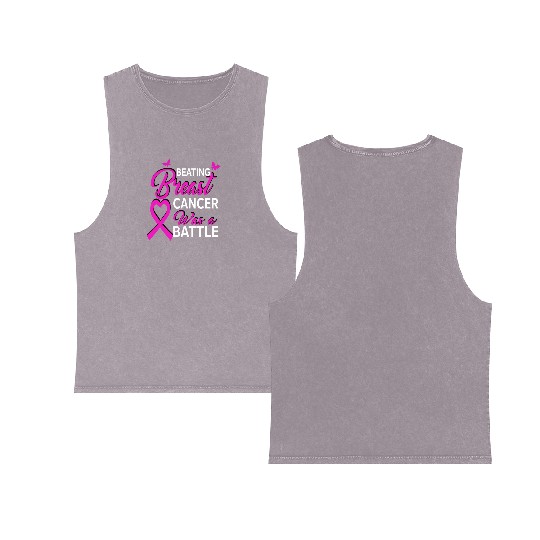 Beating Breast Cancer Was a Battle Double Sided Mineral Wash Tank Tops