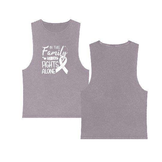 No one fights alone Lung Cancer Awareness Month Double Sided Mineral Wash Tank Tops