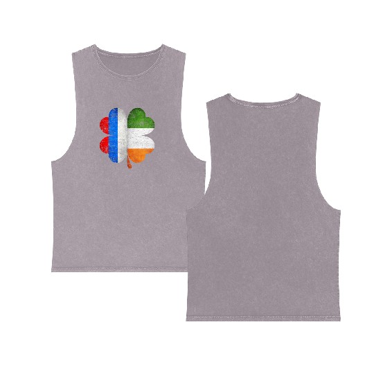 Russian Irish Shamrock Russia Ireland Flag Double Sided Mineral Wash Tank Tops