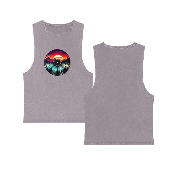 Sunset Vinyl Nature Inspired Retro Double Sided Mineral Wash Tank Tops