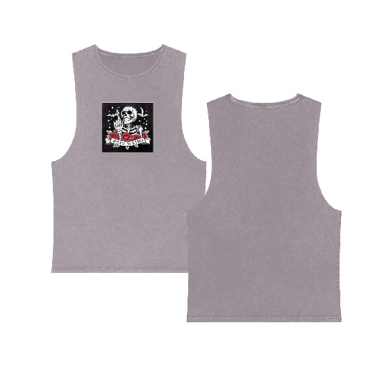 Stay weird skeleton middle finger Double Sided Mineral Wash Tank Tops