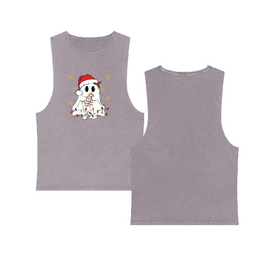 Ghost Christmas Double Sided Mineral Wash Tank Tops