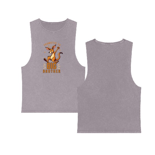 Promoted to Big Brother - Funny Kangaroo Australia Double Sided Mineral Wash Tank Tops