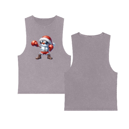 Snowman Boxing – Christmas Sport Lover Fun Double Sided Mineral Wash Tank Tops