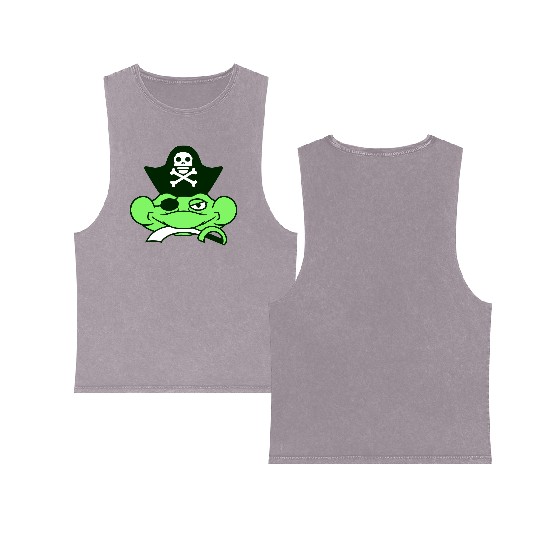 Frog Captain Hat Toad Funny Cool Comic Cartoon Fun Double Sided Mineral Wash Tank Tops