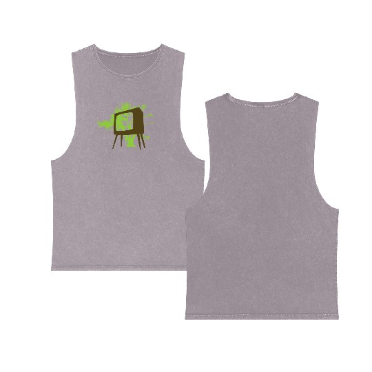 Eco-Friendly Tree Art Illustration Double Sided Mineral Wash Tank Tops