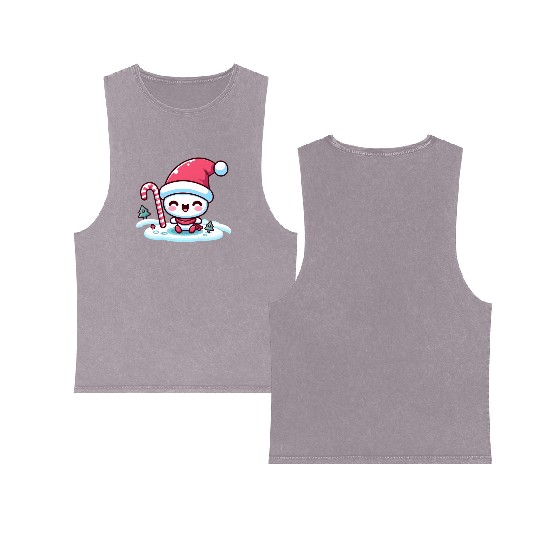 Merry Little Snowman Double Sided Mineral Wash Tank Tops