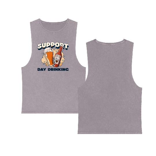 Support Day Drinking Double Sided Mineral Wash Tank Tops