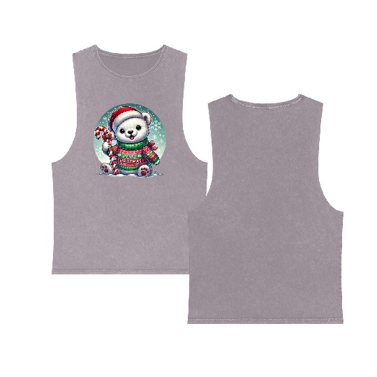 Polar Bear Christmas Sweater - Christmas Gifts Double Sided Mineral Wash Tank Tops