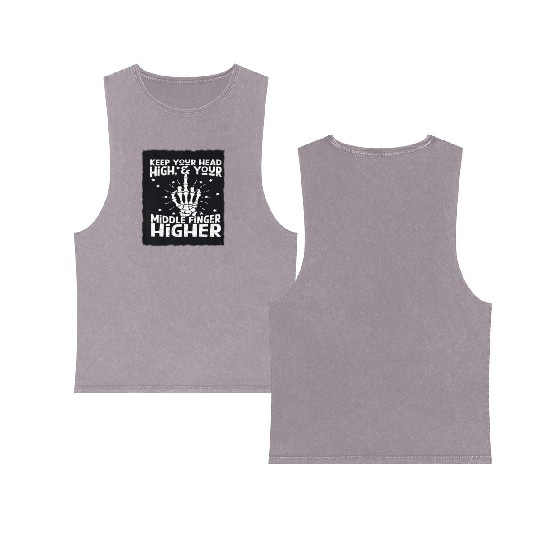 Middle Finger Higher Double Sided Mineral Wash Tank Tops
