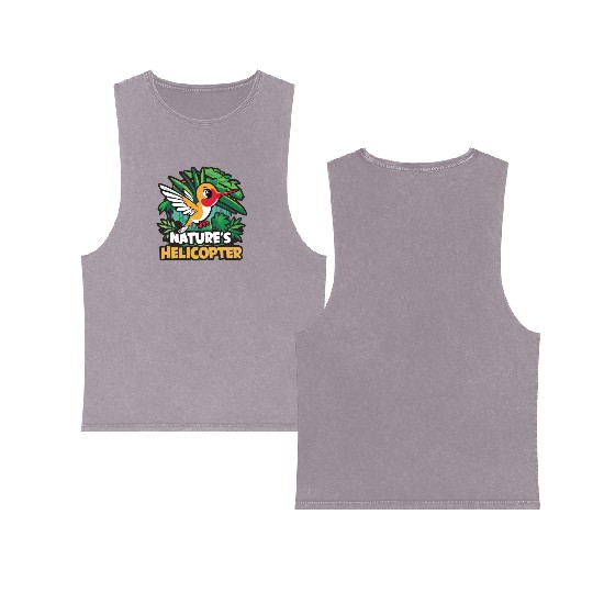 Hummingbird Humor Nature's Helicopter Tropical Double Sided Mineral Wash Tank Tops