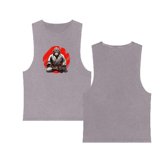 Karate Judo Monkey Chimpanzee Martial arts Double Sided Mineral Wash Tank Tops