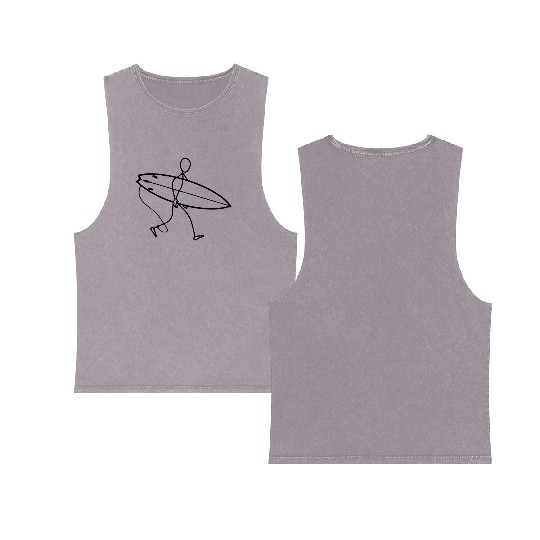 Surfer walking with surfboard Double Sided Mineral Wash Tank Tops