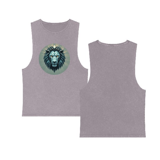 Geometric Power Lion Double Sided Mineral Wash Tank Tops