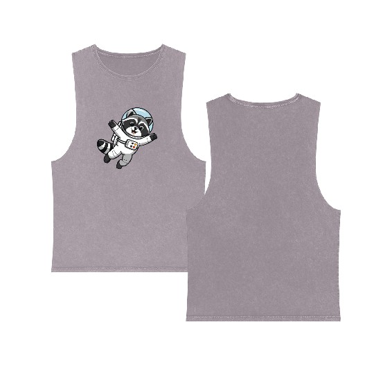 Astro Racoon for Kids Astronaut Double Sided Mineral Wash Tank Tops