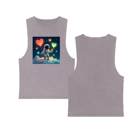 Astronauts are full of love Double Sided Mineral Wash Tank Tops