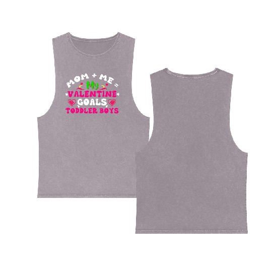 Mom Me Valentine Goals Toddler Boys Double Sided Mineral Wash Tank Tops