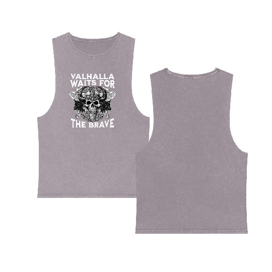 Valhalla Waits For The Brave Double Sided Mineral Wash Tank Tops
