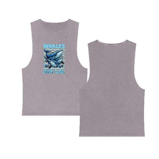 Whales Keeping It Marine Biologist Whale Watching Double Sided Mineral Wash Tank Tops