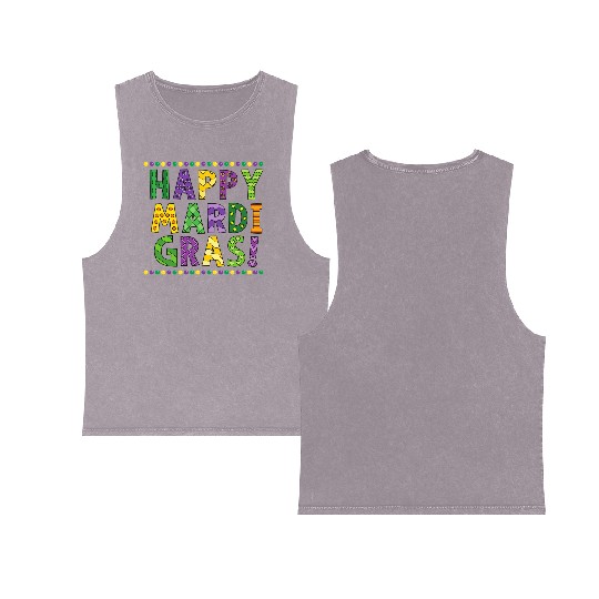 Mardi Gras Celebration Double Sided Mineral Wash Tank Tops