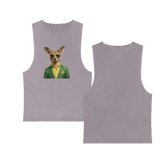 Green and Gold Kangaroo 7 Double Sided Mineral Wash Tank Tops
