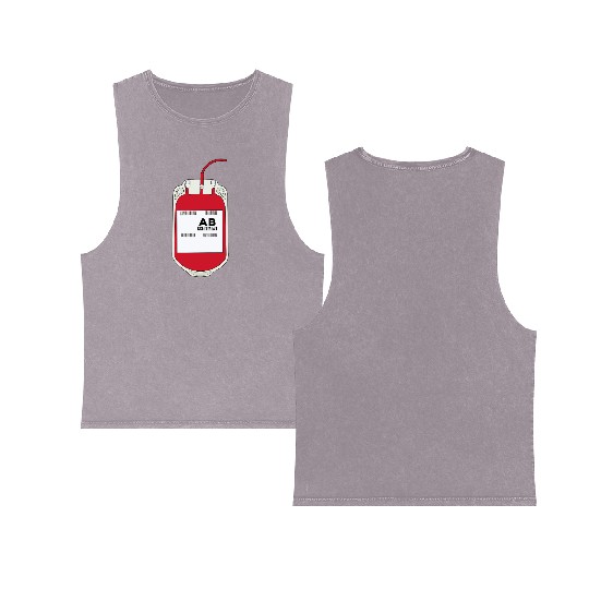 AB Negative Blood Bag Double Sided Mineral Wash Tank Tops
