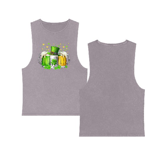 Irish Beer Ireland St Patricks Day Drinking Party Double Sided Mineral Wash Tank Tops