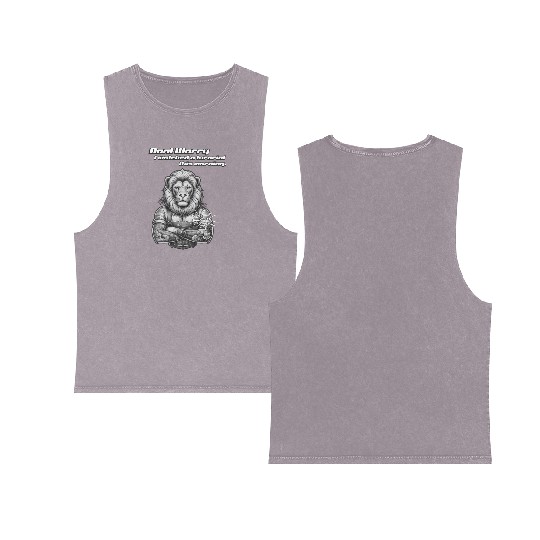 Fearless Tattooed Lion I Watched a tutorial Double Sided Mineral Wash Tank Tops