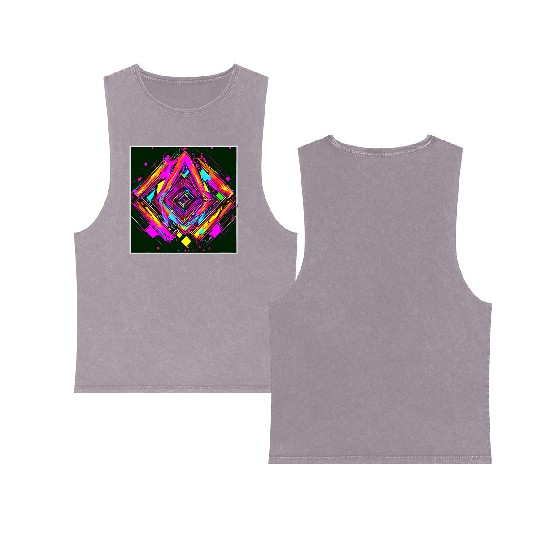 Neon Colors Vintage Party Rave Double Sided Mineral Wash Tank Tops