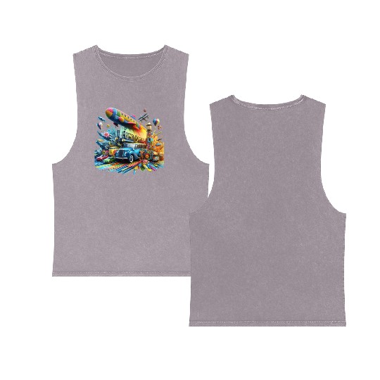 Multi-Colored Vehicles Double Sided Mineral Wash Tank Tops