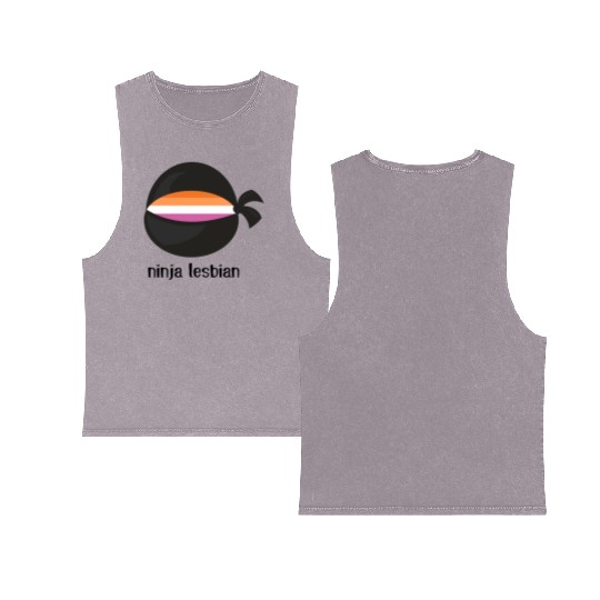Ninja Lesbian Pride Funny Double Sided Mineral Wash Tank Tops