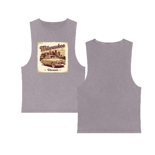 Milwaukee Souvenir and Travel Gift Idea Double Sided Mineral Wash Tank Tops