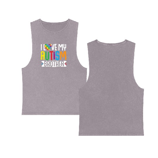 Autism Awareness Gift Sister Brother Double Sided Mineral Wash Tank Tops