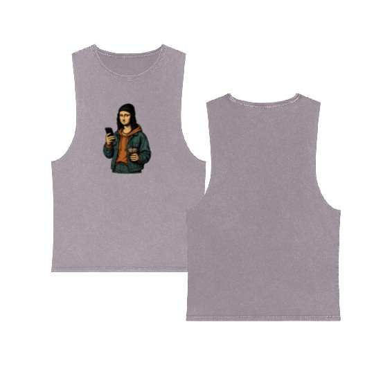 the mona lisa dressed in 2025 street fashion Double Sided Mineral Wash Tank Tops