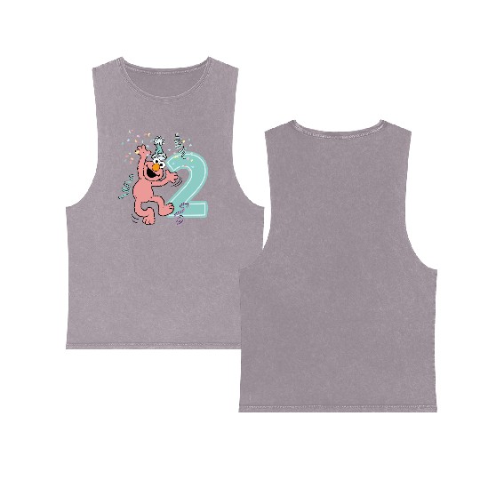 Sesame Street Birthday Design With Elmo Two Years Double Sided Mineral Wash Tank Tops