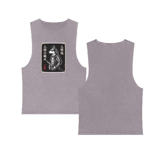 Dogs Samurai In Japanese Ukiyo-e Double Sided Mineral Wash Tank Tops