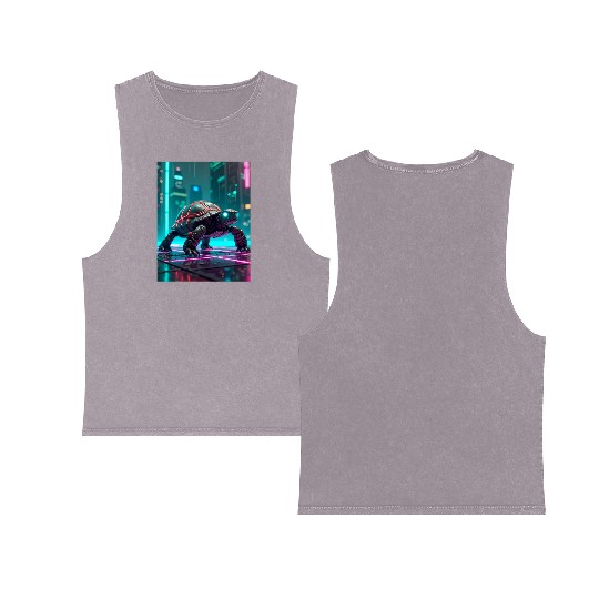 Cyberpunk Turtle Double Sided Mineral Wash Tank Tops