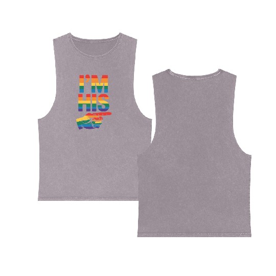 I'm His Gay Couple Matching LGBTQ Pride Double Sided Mineral Wash Tank Tops