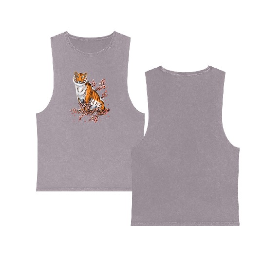 Cherry Blossom Tiger Double Sided Mineral Wash Tank Tops