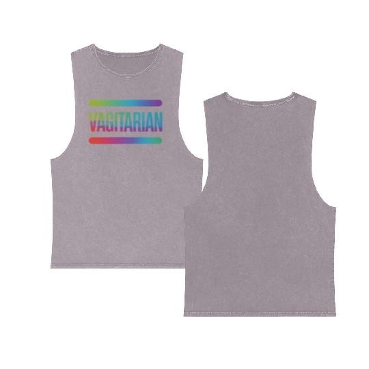 Vagitarian Vegetarian Funny Lesbian LGBTQ Pride Double Sided Mineral Wash Tank Tops