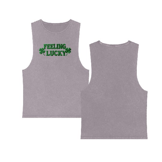 Feeling Lucky Shamrocks Clover Double Sided Mineral Wash Tank Tops
