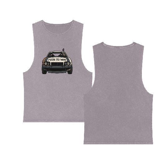 Push to Win Demolition Derby Design Wreck Racing Double Sided Mineral Wash Tank Tops
