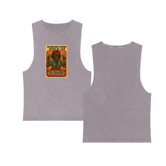 The Cutest Remote Worker Double Sided Mineral Wash Tank Tops
