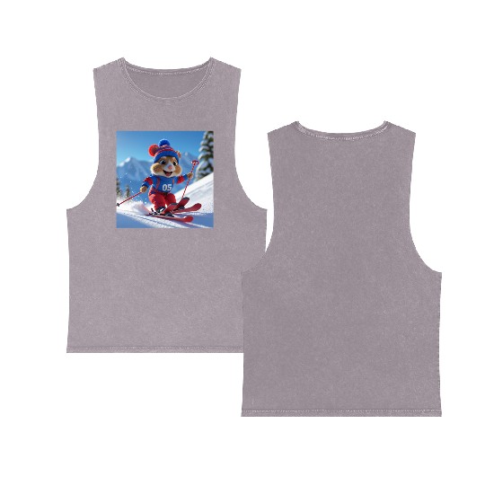 Hamster climbing the mountains cute Double Sided Mineral Wash Tank Tops