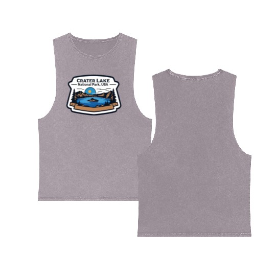 Crater Lake National Park Southern Oregon USA Logo Double Sided Mineral Wash Tank Tops