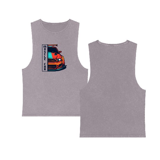 Muscle Car US Double Sided Mineral Wash Tank Tops Modern Muscle Car Man Children