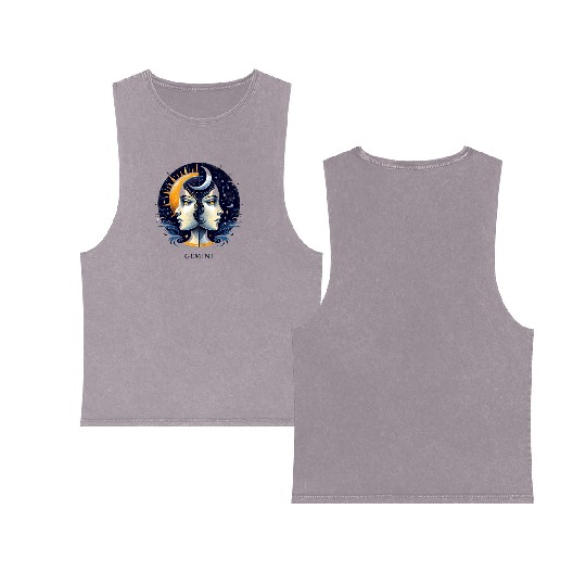 Zodiac Card Gemini Double Sided Mineral Wash Tank Tops