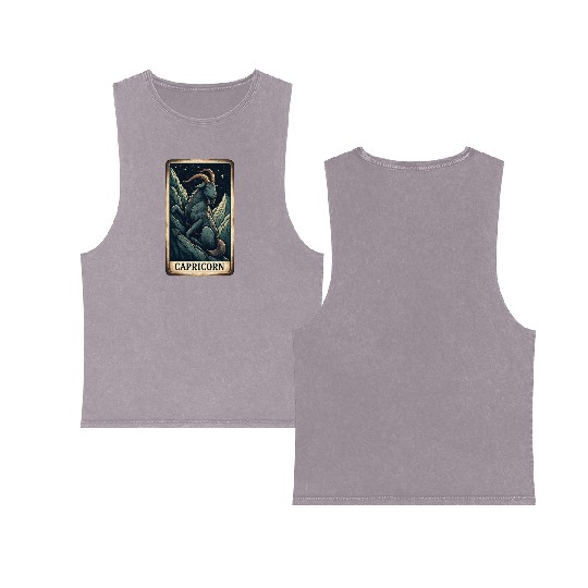 Zodiac Card Capricorn Double Sided Mineral Wash Tank Tops